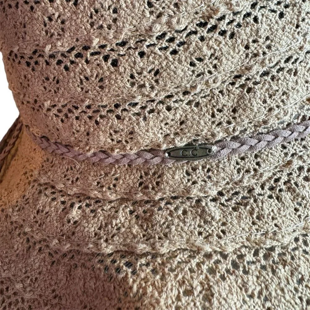 C.C Exclusives Beige Straw Sun Hat Wide Brim Braided Women's One Size
